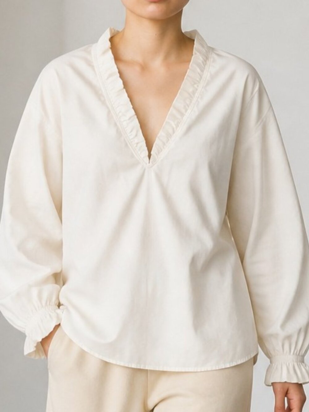 Mos Mosh white blouse M ruffle